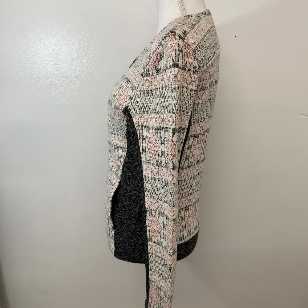 Lucky Brand Sweater Jacket Woman Medium Geometric Asymmetrical Zip Business Work